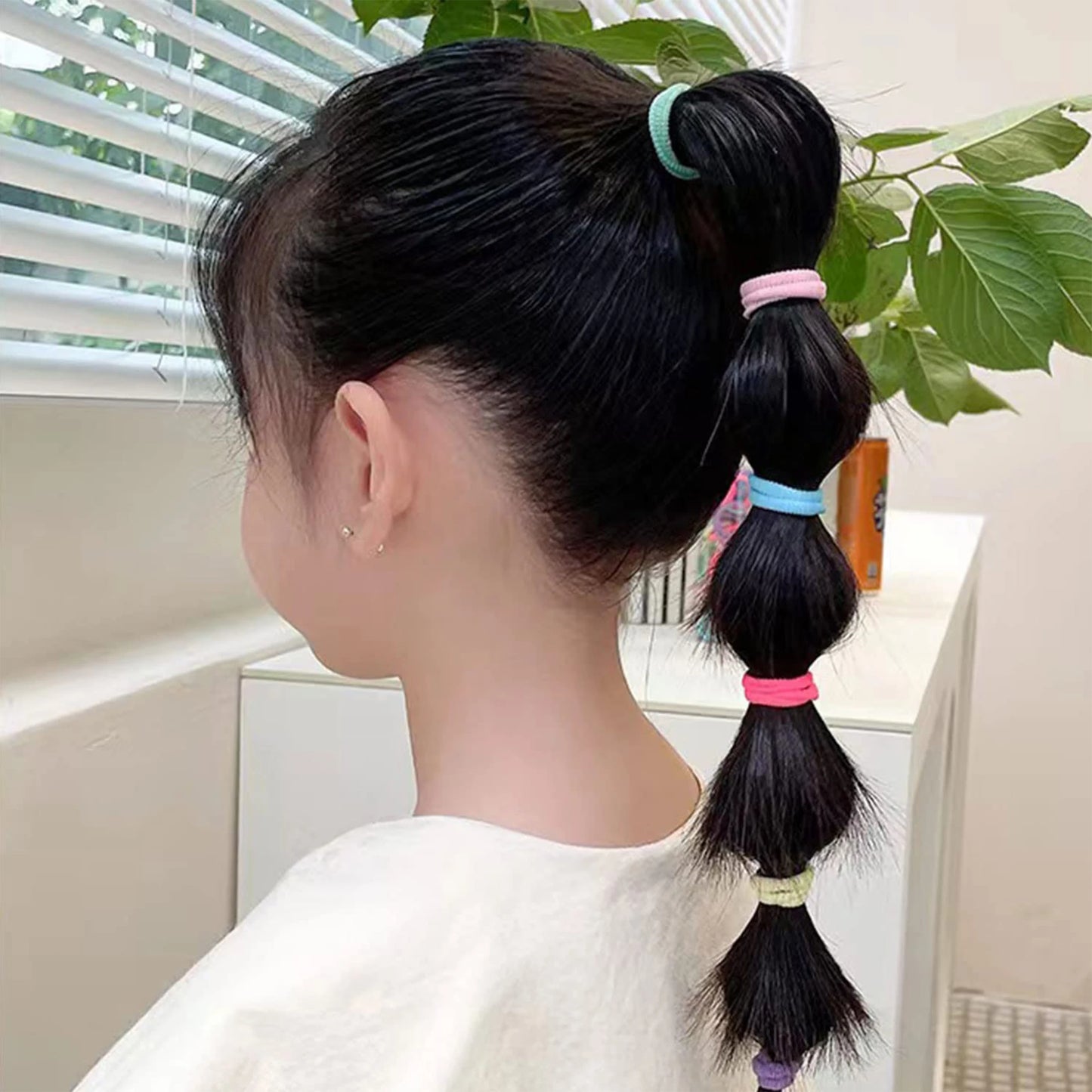 100 Pieces - Multicoloured Stretchy Hair Ties