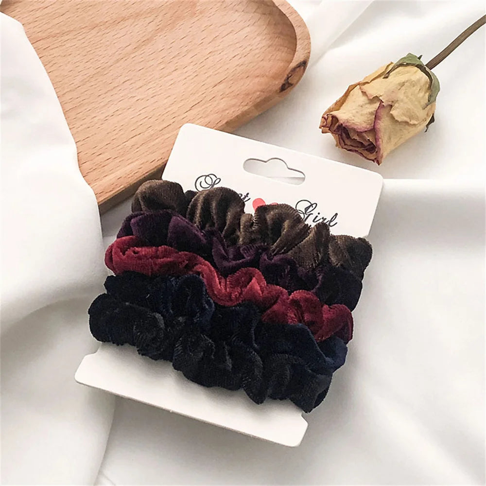 5/6pcs Simple Solid Color Elastics Hair Ties