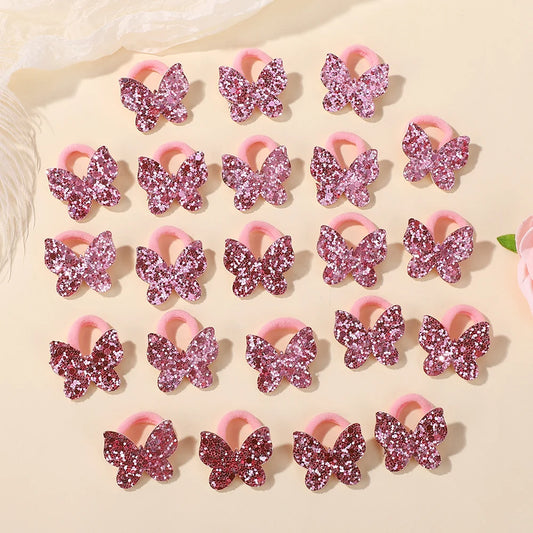20pcs Glitter Sequin Butterfly Bow Hair Ties
