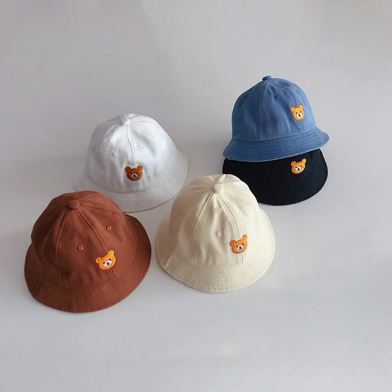 Baby Bucket Cartoon Cute Bear Embroidery Cap