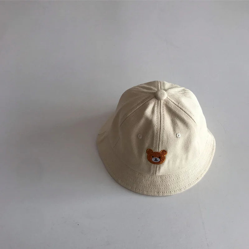 Baby Bucket Cartoon Cute Bear Embroidery Cap