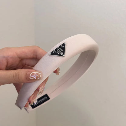 Hair Band - Retro Wide Hair Circle with Metal Logo Plate