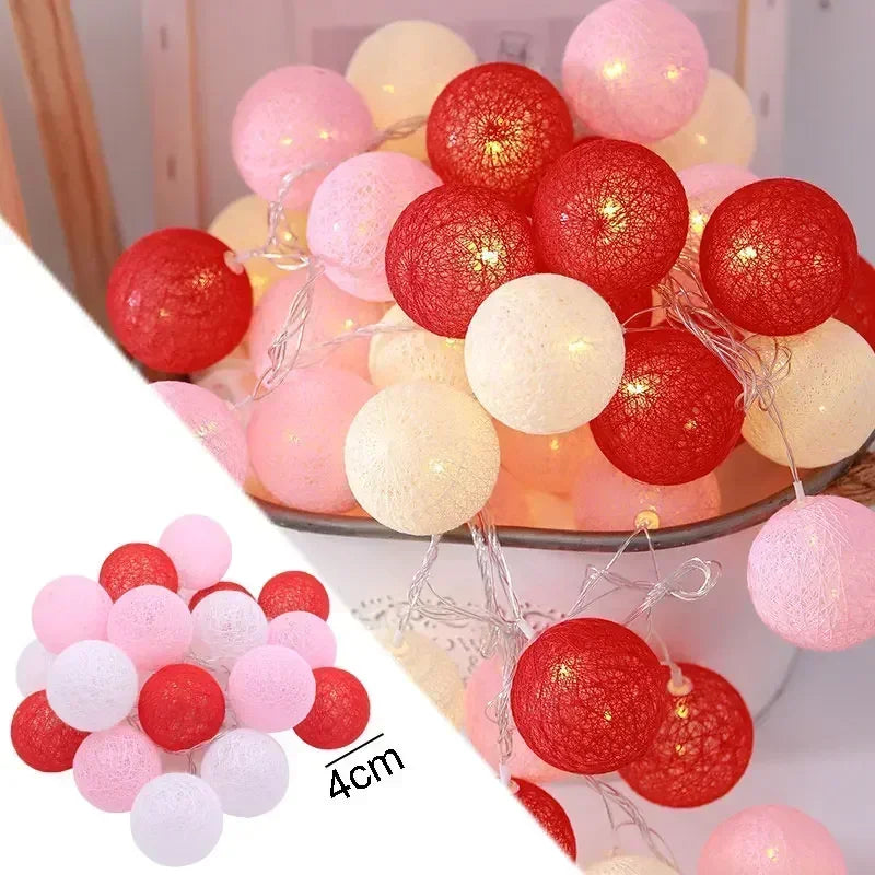 20LED Cotton Balls String Lights - Decoration for Indoor & Outdoor