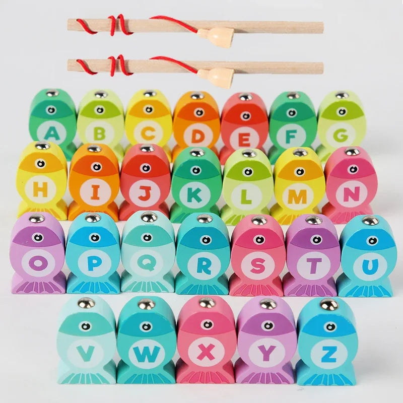 Wooden Fishing Game Toys - Numbers or Letters