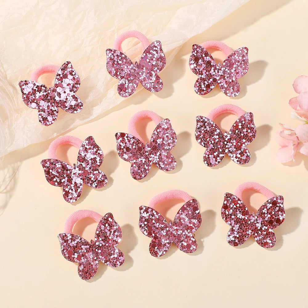 20pcs Glitter Sequin Butterfly Bow Hair Ties