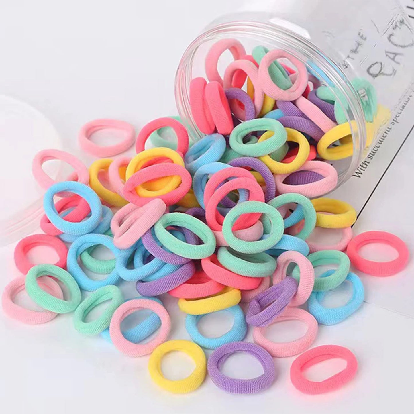 100 Pieces - Multicoloured Stretchy Hair Ties