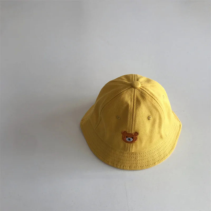 Baby Bucket Cartoon Cute Bear Embroidery Cap