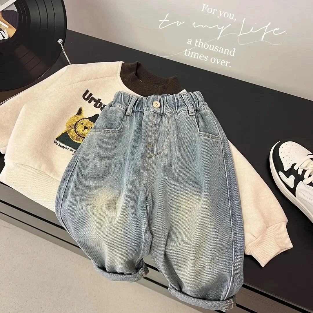Denim Pants Cotton Loose Jeans for Boys