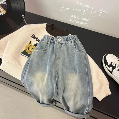 Denim Pants Cotton Loose Jeans for Boys