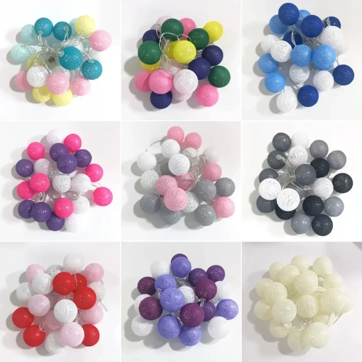 20LED Cotton Balls String Lights - Decoration for Indoor & Outdoor