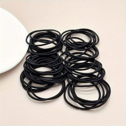 Black Elastic Hair Ties - Comes in different packs