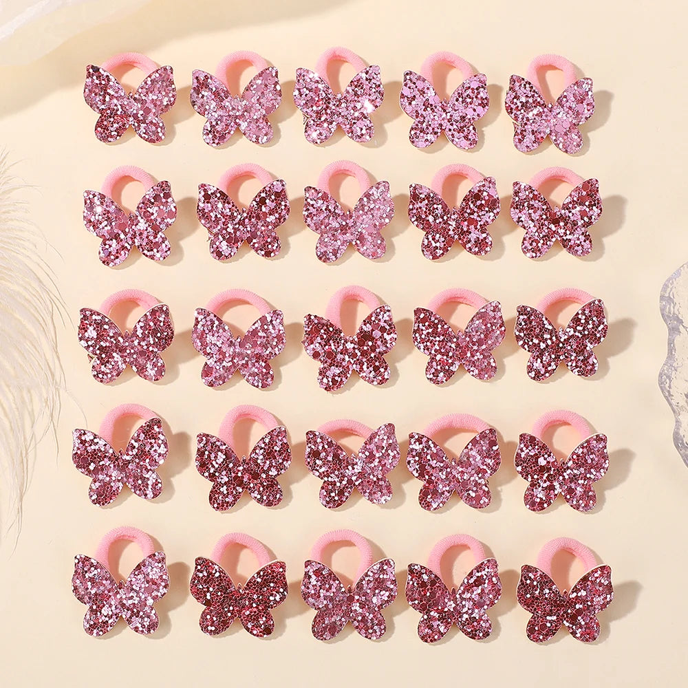 20pcs Glitter Sequin Butterfly Bow Hair Ties