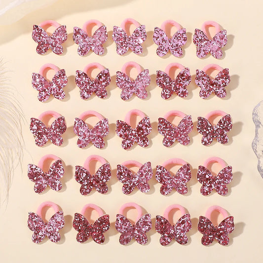 20pcs Glitter Sequin Butterfly Bow Hair Ties