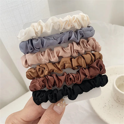 5/6pcs Simple Solid Color Elastics Hair Ties