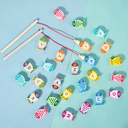 Wooden Fishing Game Toys - Numbers or Letters