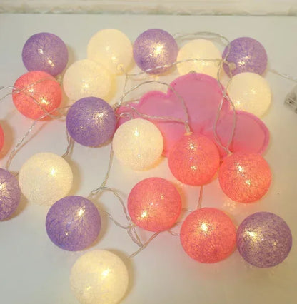20LED Cotton Balls String Lights - Decoration for Indoor & Outdoor