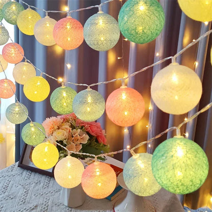 20LED Cotton Balls String Lights - Decoration for Indoor & Outdoor