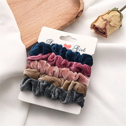 5/6pcs Simple Solid Color Elastics Hair Ties