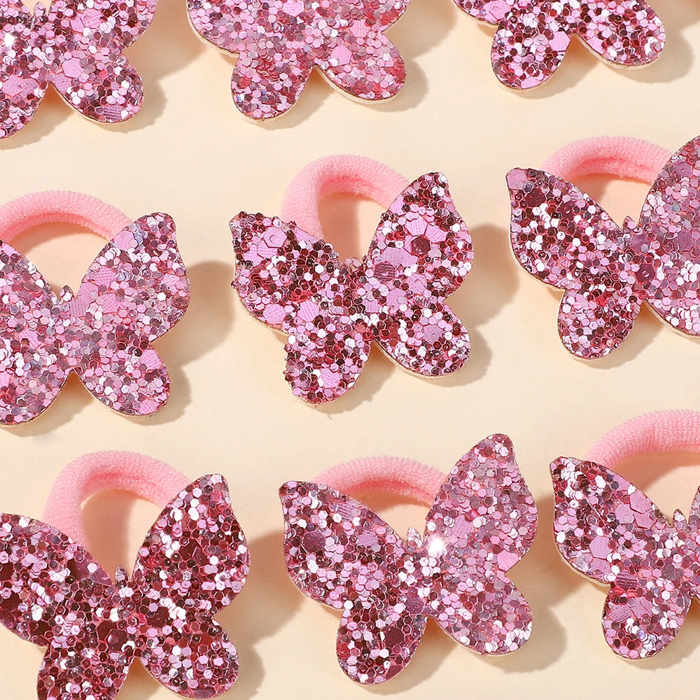 20pcs Glitter Sequin Butterfly Bow Hair Ties