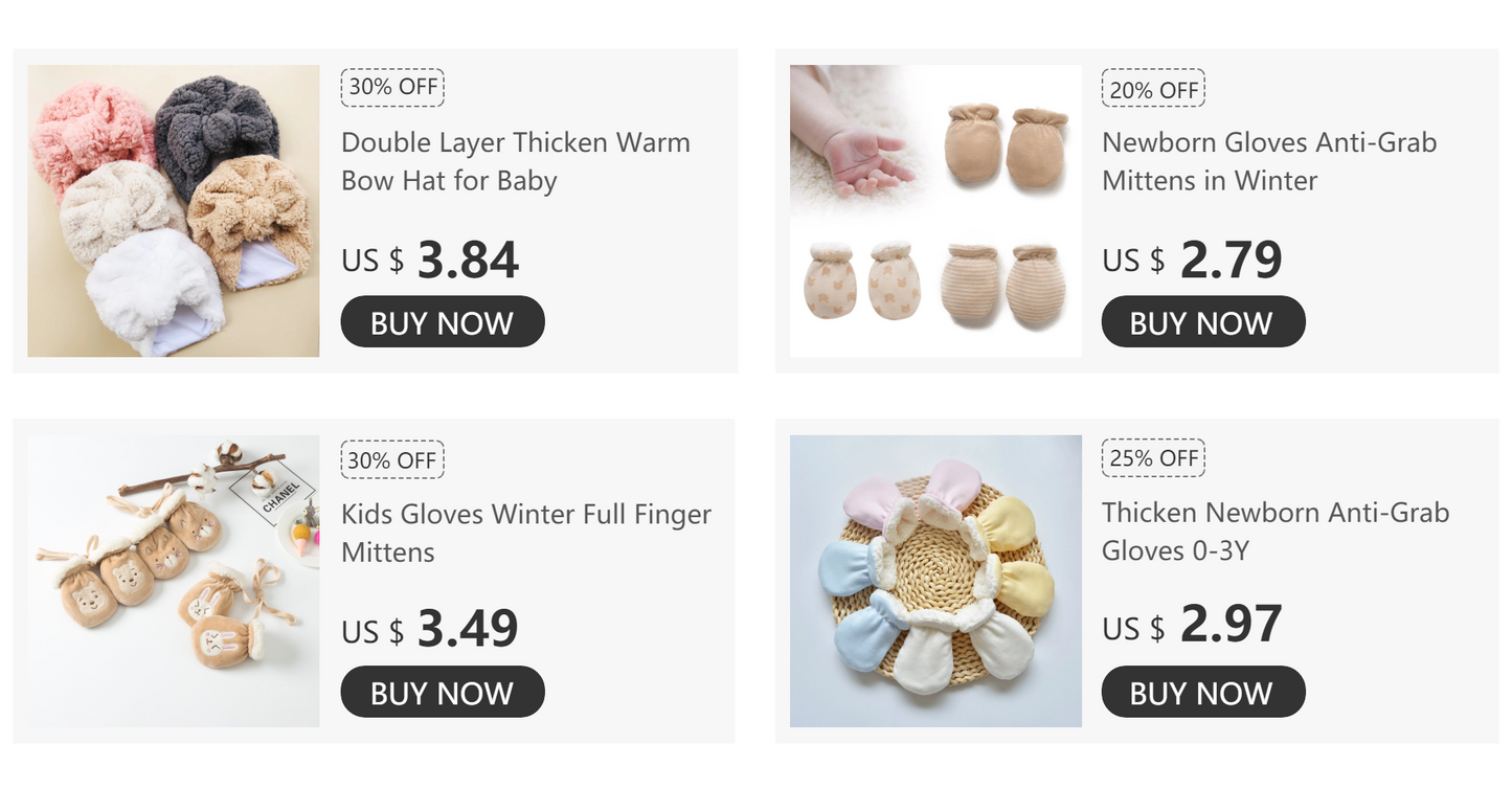 Newborn Gloves Winter Baby Anti-Grab Mittens Full Finger Warmth