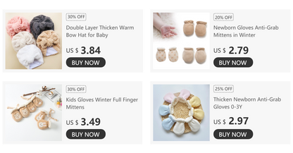Newborn Gloves Winter Baby Anti-Grab Mittens Full Finger Warmth
