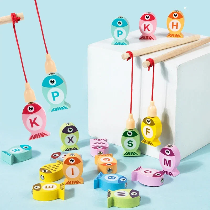 Wooden Fishing Game Toys - Numbers or Letters