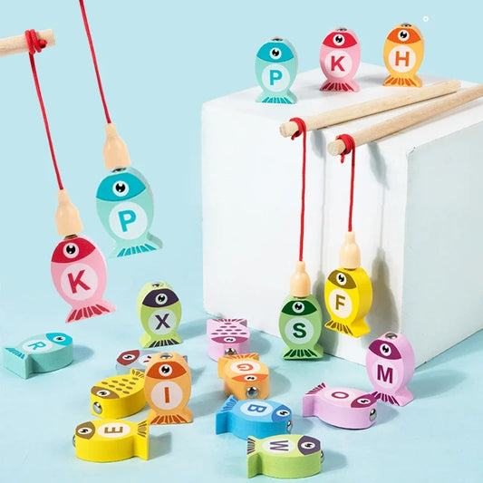 Wooden Fishing Game Toys - Numbers or Letters