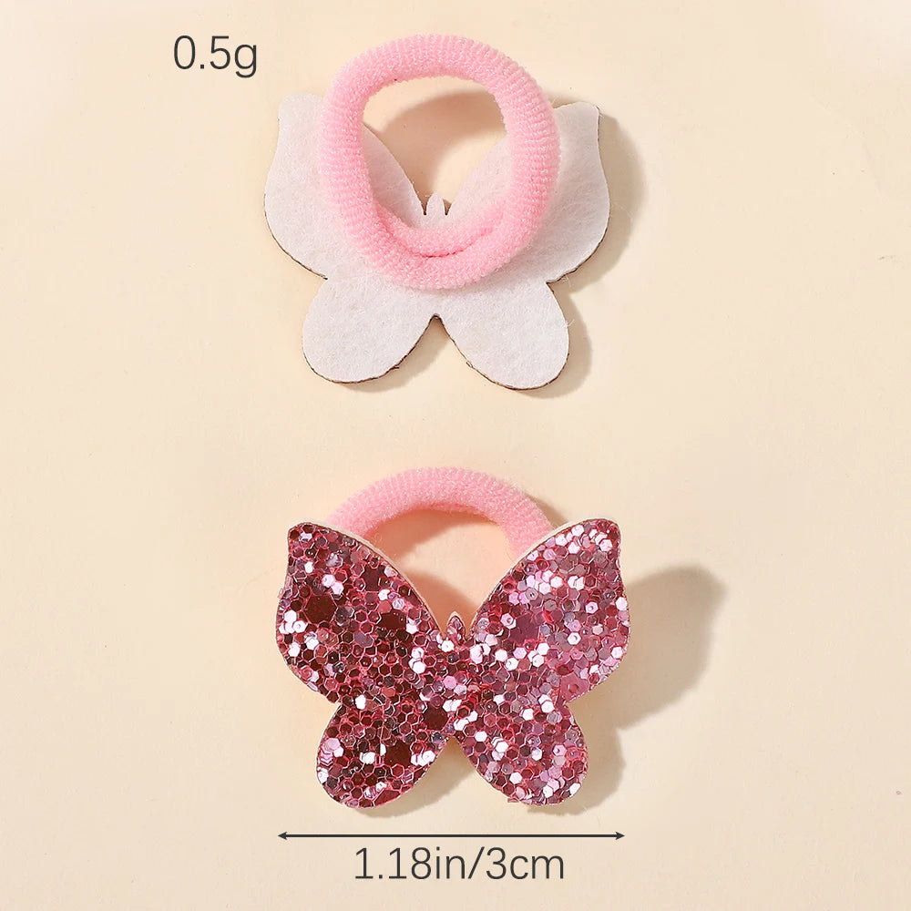 20pcs Glitter Sequin Butterfly Bow Hair Ties