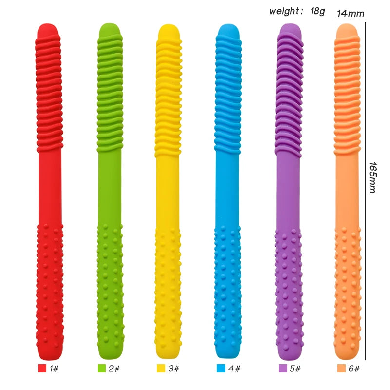 1pcs Straw Teether Children's Toy Soft Silicone Hollow Molar Stick Non-toxic Durable