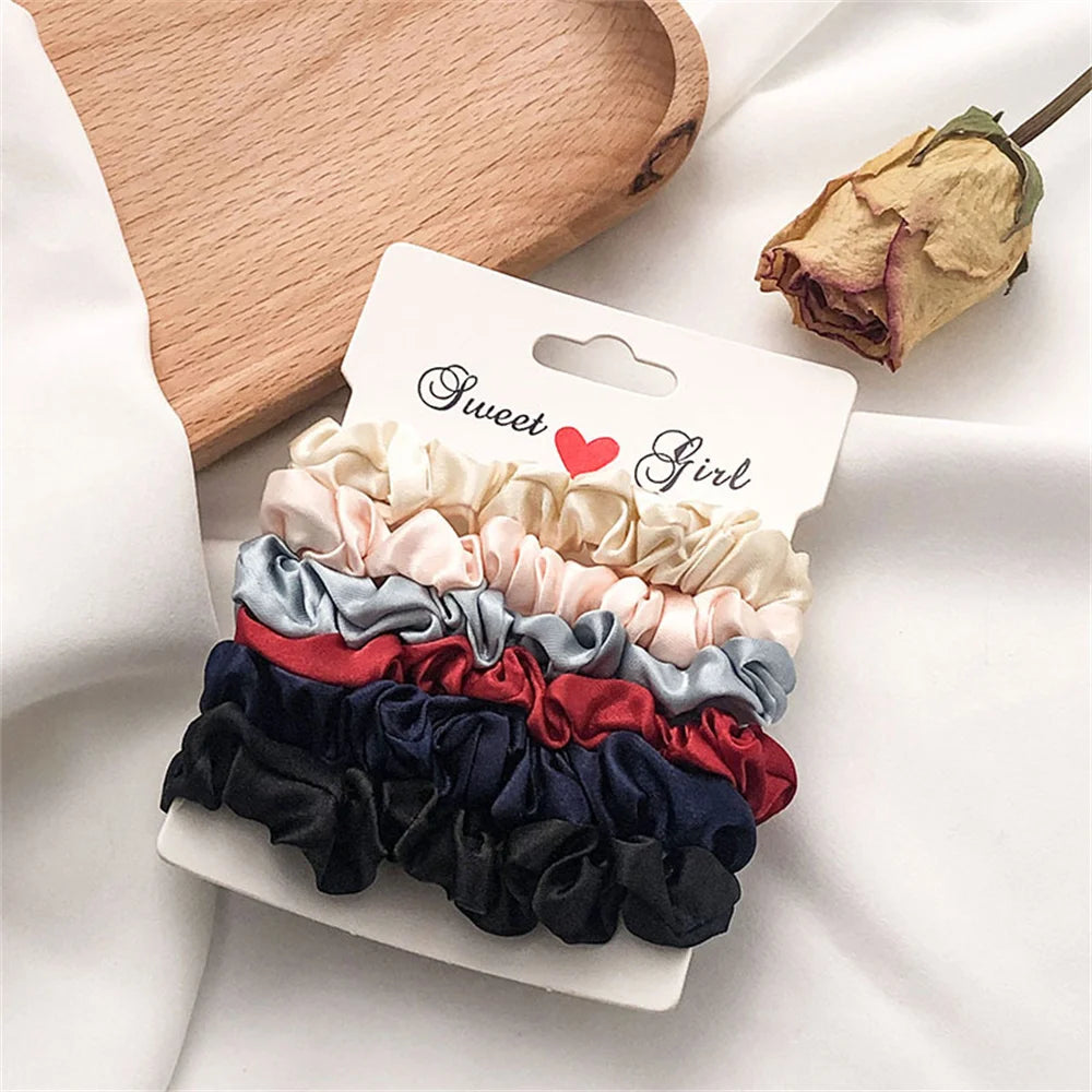 5/6pcs Simple Solid Color Elastics Hair Ties