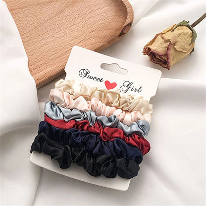 5/6pcs Simple Solid Color Elastics Hair Ties