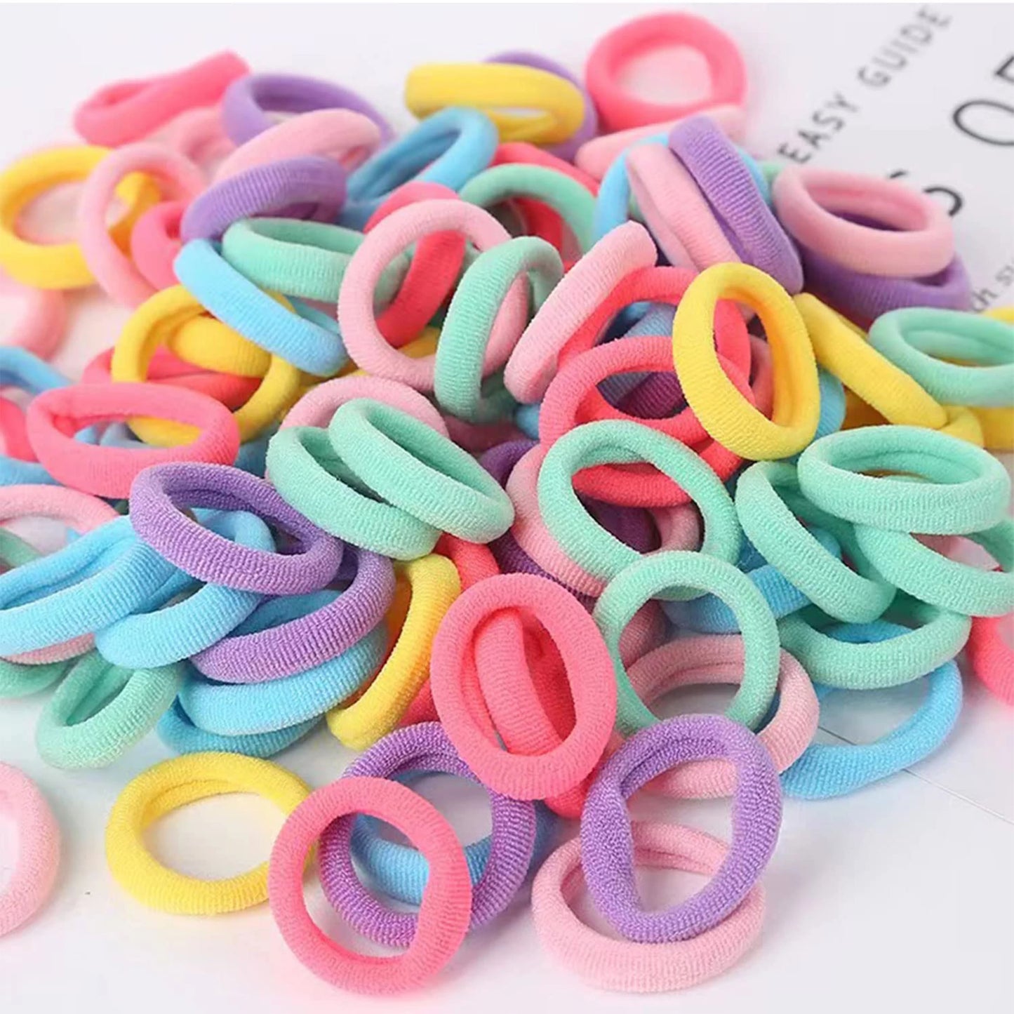 100 Pieces - Multicoloured Stretchy Hair Ties