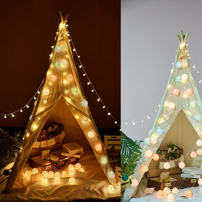 20LED Cotton Balls String Lights - Decoration for Indoor & Outdoor