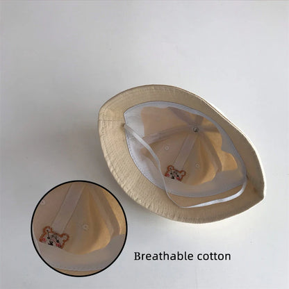 Baby Bucket Cartoon Cute Bear Embroidery Cap