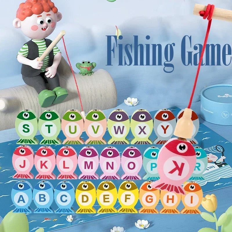 Wooden Fishing Game Toys - Numbers or Letters