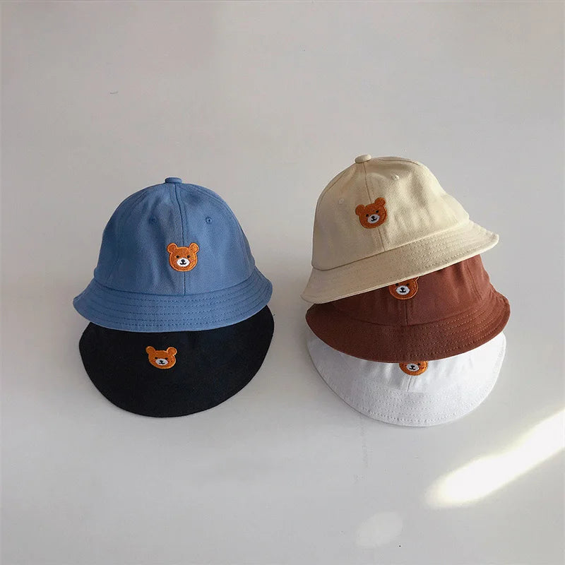 Baby Bucket Cartoon Cute Bear Embroidery Cap