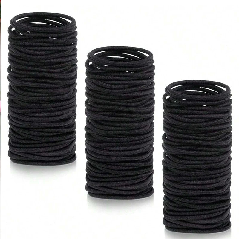 Black Elastic Hair Ties - Comes in different packs