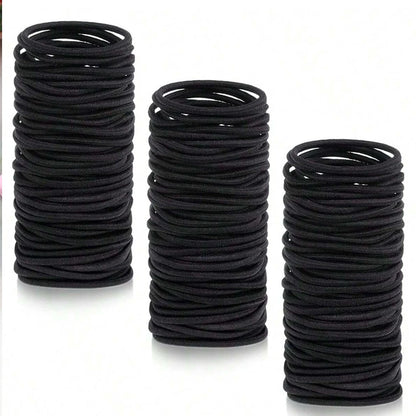 Black Elastic Hair Ties - Comes in different packs