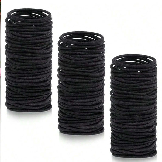 Black Elastic Hair Ties - Comes in different packs