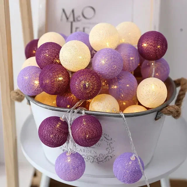 20LED Cotton Balls String Lights - Decoration for Indoor & Outdoor