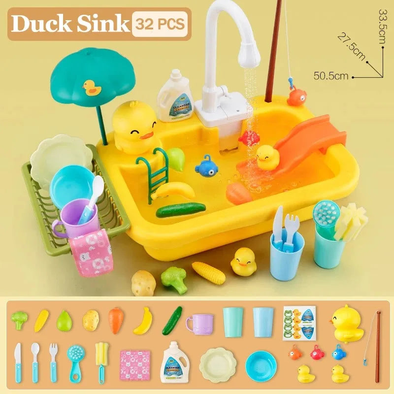 Kitchen Sink Toys, Electric Dishwasher With Running Water