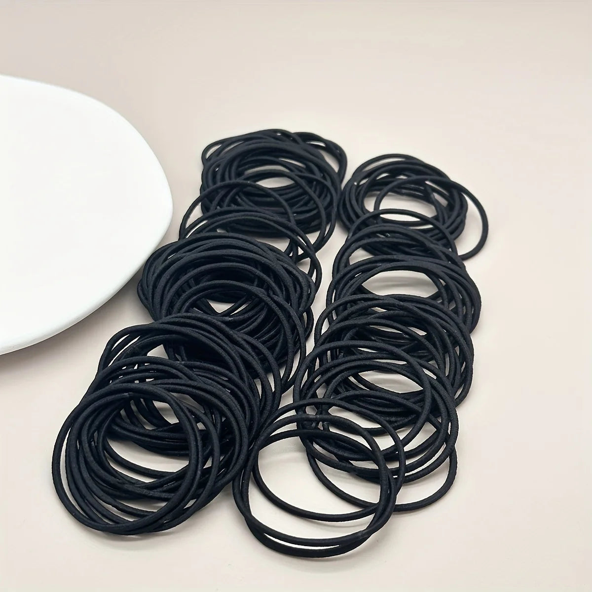 Black Elastic Hair Ties - Comes in different packs