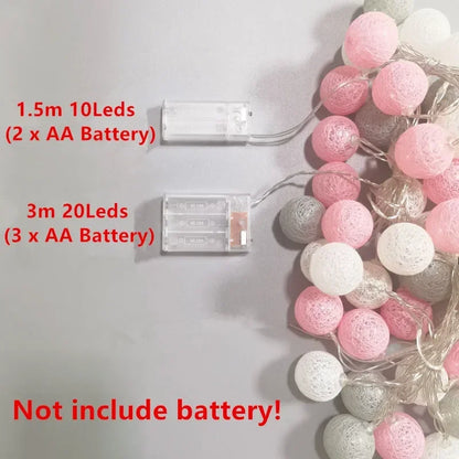 20LED Cotton Balls String Lights - Decoration for Indoor & Outdoor