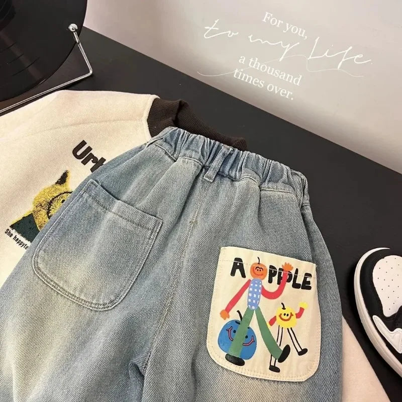Denim Pants Cotton Loose Jeans for Boys