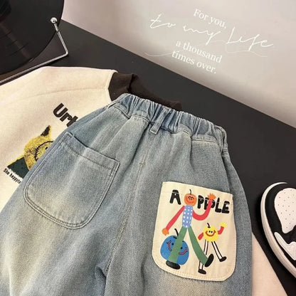 Denim Pants Cotton Loose Jeans for Boys