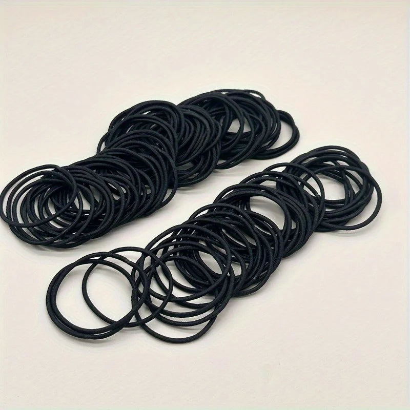 Black Elastic Hair Ties - Comes in different packs