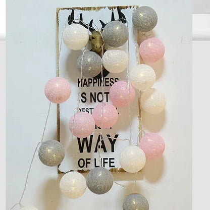 20LED Cotton Balls String Lights - Decoration for Indoor & Outdoor