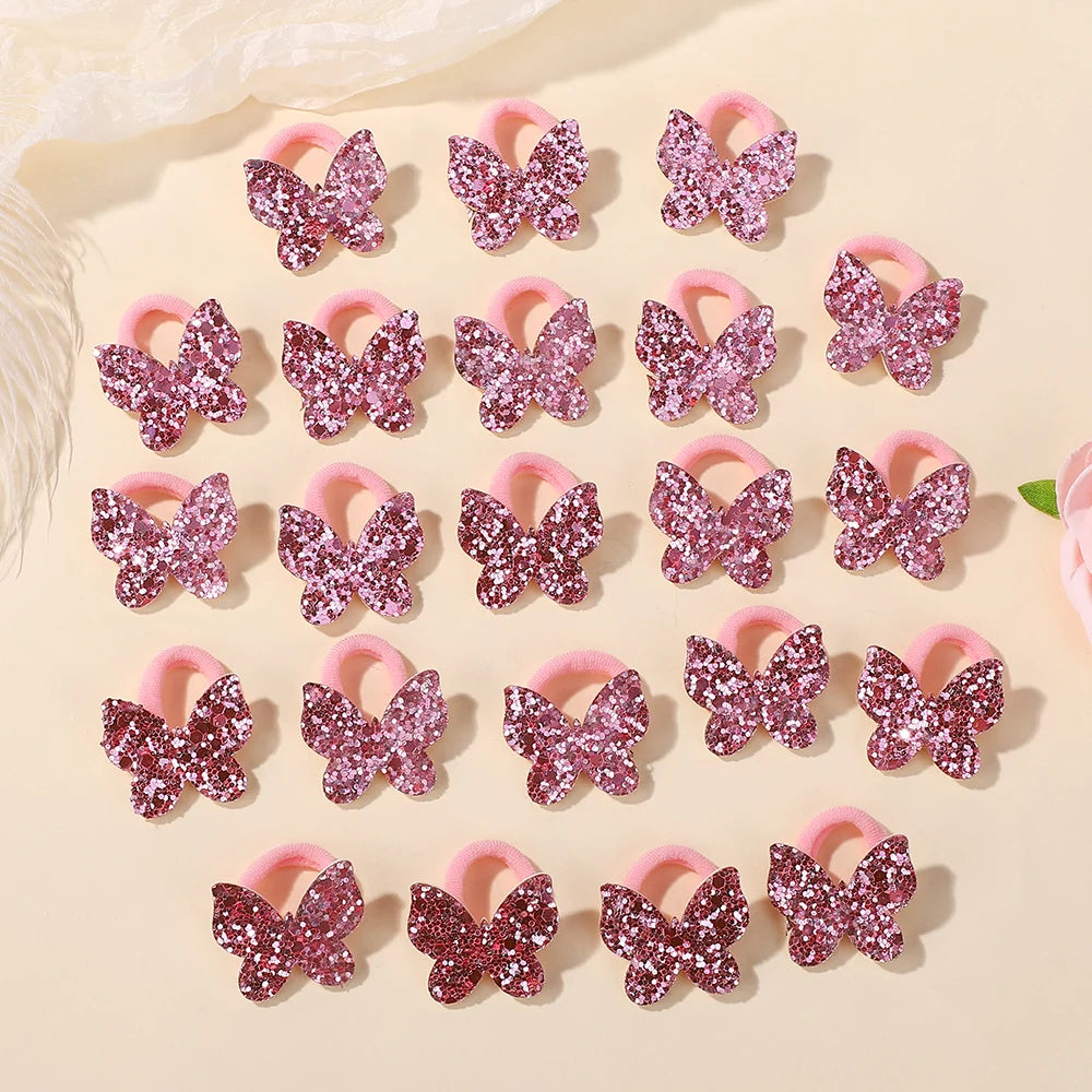 20pcs Glitter Sequin Butterfly Bow Hair Ties