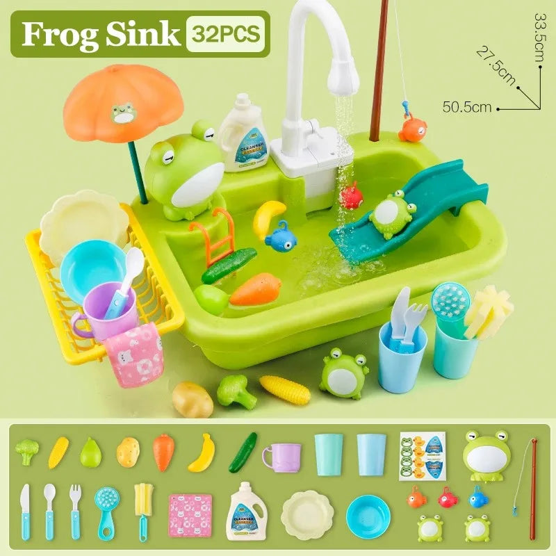 Kitchen Sink Toys, Electric Dishwasher With Running Water