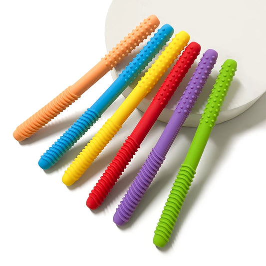 1pcs Straw Teether Children's Toy Soft Silicone Hollow Molar Stick Non-toxic Durable